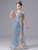 Blue Mermaid Sequins Halter Beading Flower Girl Dress