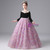 Black Velvet Long Sleeve Beading Flower Girl Dress