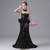 Black Mermaid Sequins High Neck Flower Girl Dress