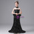 Black Mermaid Sequins High Neck Flower Girl Dress