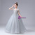 Gray Tulle V-neck Appliques Flower Girl Dress