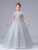 Gray Tulle V-neck Appliques Flower Girl Dress