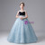 Blue Tassel Beading Flower Girl Dress