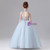Blue Sequins High Neck Beading Flower Girl Dress