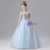 Blue Sequins High Neck Beading Flower Girl Dress