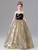 Gold Sequins Scoop Neck Flower Girl Dress