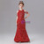 Red Mermaid Sequins Halter Flower Girl Dress