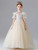 Champagne Tulle Puff Sleeve Flower Girl Dress
