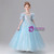 Blue Tulle Puff Sleeve Flower Girl Dress