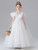 White Tulle Scoop Neck Bow Flower Girl Dress
