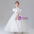 White Tulle Scoop Neck Bow Flower Girl Dress
