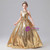 Gold Sequins Halter Beading Flower Girl Dress