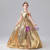 Gold Sequins Halter Beading Flower Girl Dress