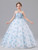 Sky Blue Flower White Tulle Flower Girl Dress