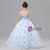 Sky Blue Flower White Tulle Flower Girl Dress