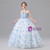 Sky Blue Flower White Tulle Flower Girl Dress