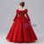 Burgundy Tulle Sequins Long Sleeve Flower Girl Dress