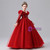 Burgundy Tulle Sequins Long Sleeve Flower Girl Dress