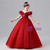Red Tulle Sequins Flower Girl Dress