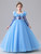 Blue Tulle Sequins Long Sleeve Flower Girl Dress