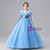 Blue Tulle Sequins Long Sleeve Flower Girl Dress