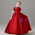 Black Satin High Neck Short Sleeve Flower Girl Dress