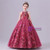 Fuchsia Tulle Print Halter Flower Girl Dress