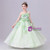 Green Tulle Scoop Neck 3D Flower Flower Girl Dress