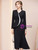Black Long Sleeve V-neck Mother of the Bride Dress