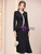 Black Long Sleeve V-neck Mother of the Bride Dress