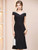 Black V-neck Beading Mother of the Bride Dress
