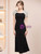 Black Square Neck Mother of the Bride Dress