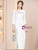 White 3/4 Sleeve Crystal Mother of the Bride Dress