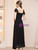 Black Chiffon Pleats Split Mother of the Bride Dress