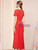 Red Short Sleeve Beading Mother of the Bride Dress
