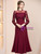 Burgundy Long Sleeve Lace Mother of the Bride Dress
