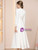 Beige White Long Sleeve Lace Mother of the Bride Dress