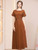 Caramel Short Sleeve Beading Mother of the Bride Dress