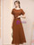 Caramel Short Sleeve Beading Mother of the Bride Dress