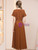 Caramel Short Sleeve Beading Mother of the Bride Dress