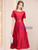 Red Satin Short Sleeve Mother of the Bride Dress