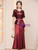 Burgundy Sequins Short Sleeve Mother of the Bride Dress