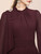 Burgundy Chiffon Long Sleeve Pleats Mother of the Bride Dress