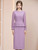 Lavender Long Sleeve Pleats Mother of the Bride Dress