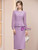 Lavender Long Sleeve Pleats Mother of the Bride Dress