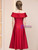 Red Satin Scoop Neck Mother of the Bride Dress