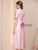 Pink Satin Short Sleeve Beading Mother of the Bride Dress
