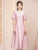 Pink Satin Short Sleeve Beading Mother of the Bride Dress