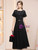 Black Short Sleeve Beading Mother of the Bride Dress