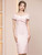 Pink Scop Neck Print Beading Mother of the Bride Dress